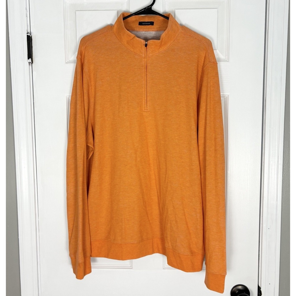 Turtleson Long Sleeve Quarter Zip Golf Sweater Pullover Heathered Orange Mens XL